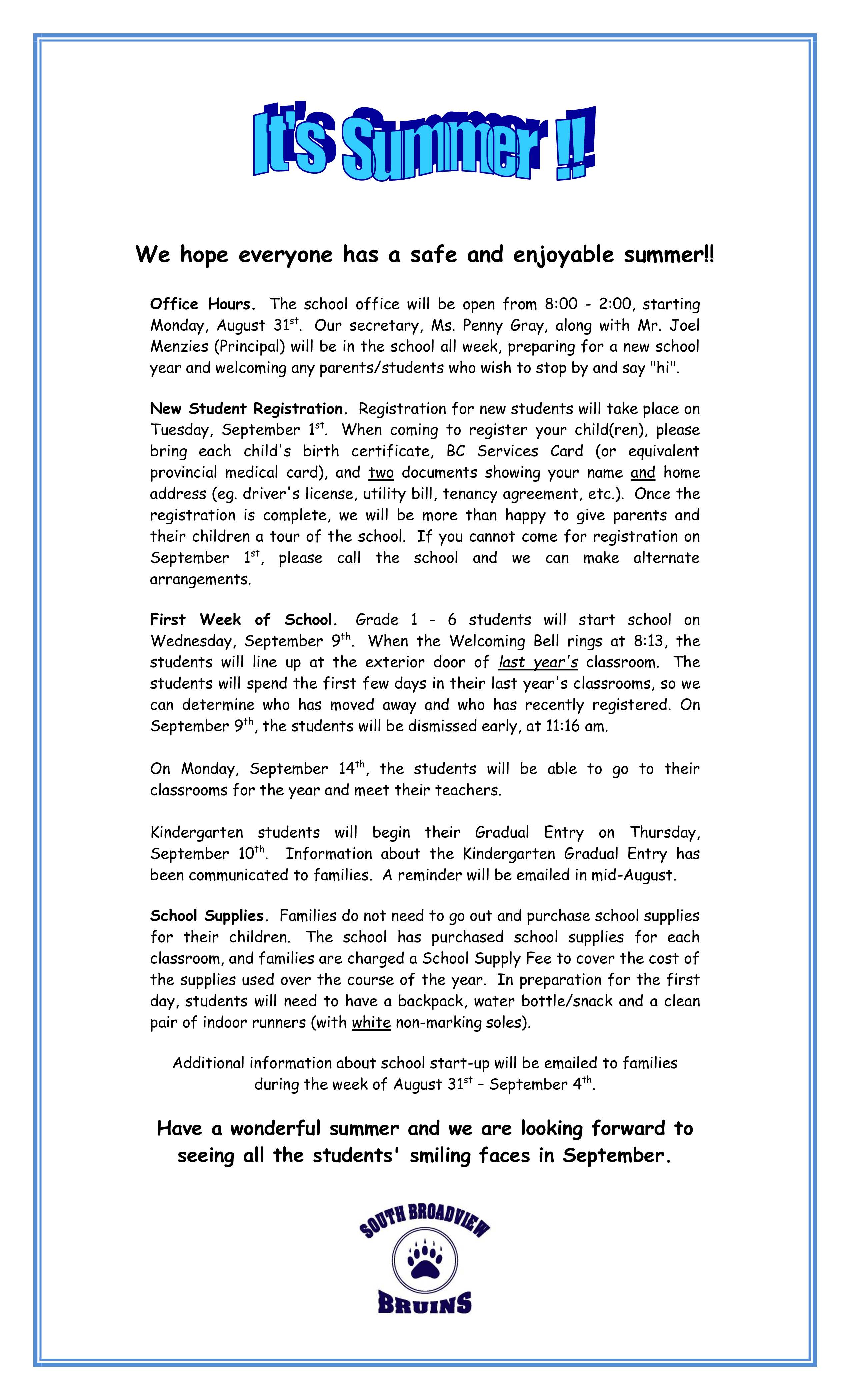 SBR Summer Message 2026